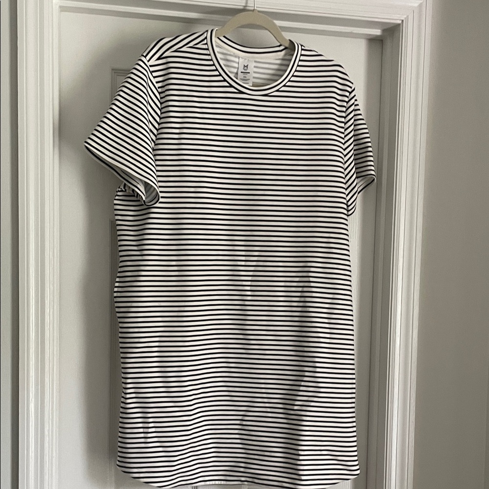 Black and White Striped Scuba Dress